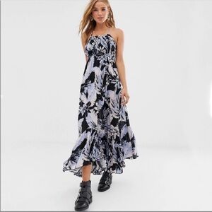 Free People Heat Wave Floral Maxi Dress  XS Ruffle Hem $148